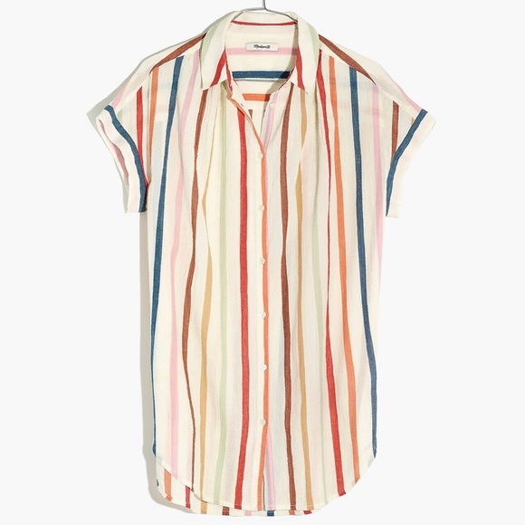 Madewell Tops - Madewell Gauze Central Tunic Shirt in Rainbow Stripe size XXS